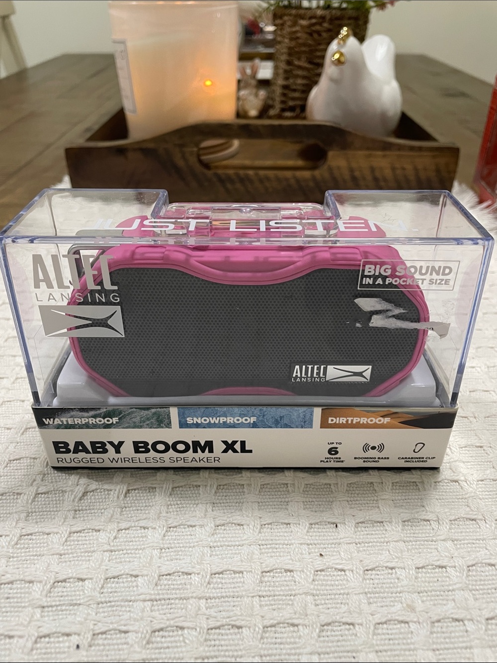Altec Lansing Baby Boom XL Rugged Wireless Speaker — Pink/Gray